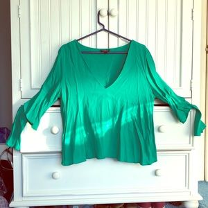 Green V-neck Blouse